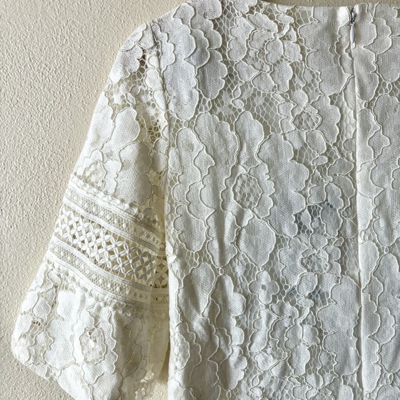 NEW Lauren Ralph Lauren Cream Ivory Lace‎ Dress Boat Neck Cotton Blend Women's 2 - Picture 11 of 12